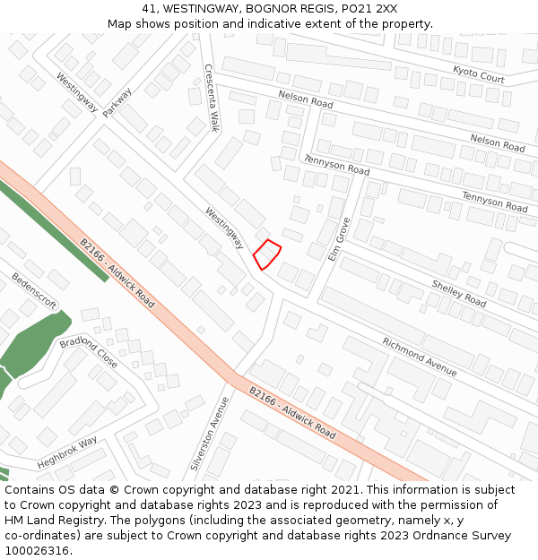 41, WESTINGWAY, BOGNOR REGIS, PO21 2XX: Location map and indicative extent of plot