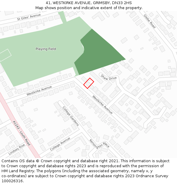 41, WESTKIRKE AVENUE, GRIMSBY, DN33 2HS: Location map and indicative extent of plot