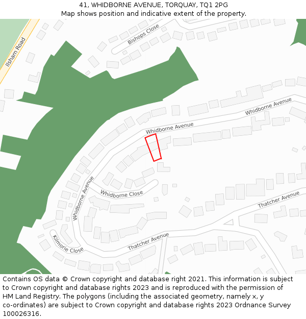 41, WHIDBORNE AVENUE, TORQUAY, TQ1 2PG: Location map and indicative extent of plot