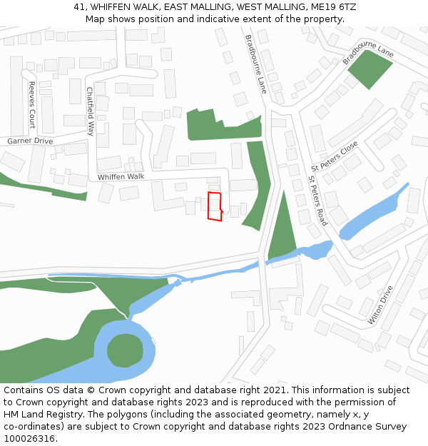 41, WHIFFEN WALK, EAST MALLING, WEST MALLING, ME19 6TZ: Location map and indicative extent of plot