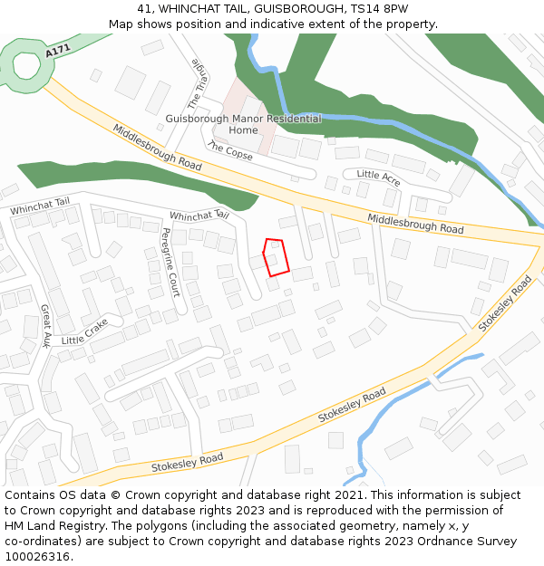 41, WHINCHAT TAIL, GUISBOROUGH, TS14 8PW: Location map and indicative extent of plot