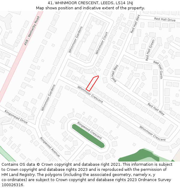 41, WHINMOOR CRESCENT, LEEDS, LS14 1NJ: Location map and indicative extent of plot