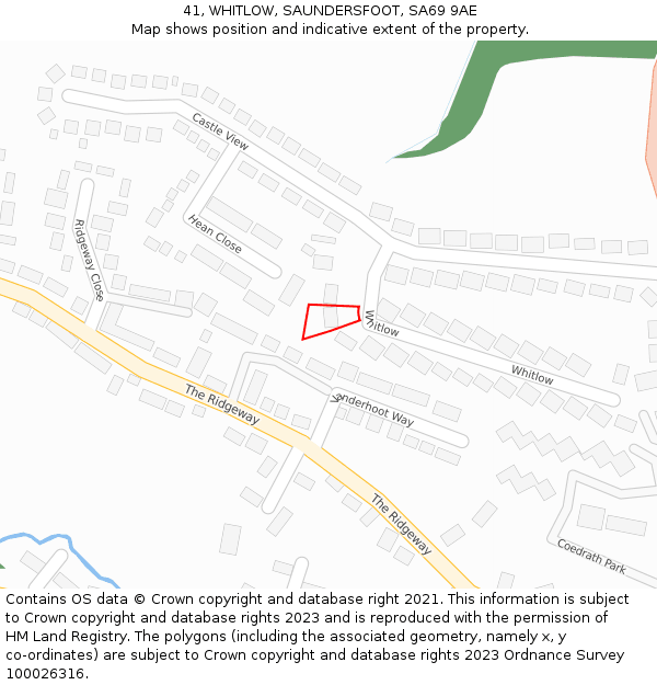 41, WHITLOW, SAUNDERSFOOT, SA69 9AE: Location map and indicative extent of plot