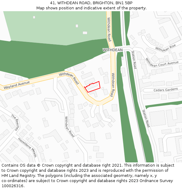 41, WITHDEAN ROAD, BRIGHTON, BN1 5BP: Location map and indicative extent of plot