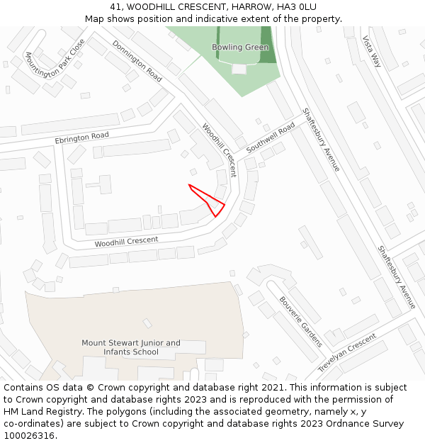 41, WOODHILL CRESCENT, HARROW, HA3 0LU: Location map and indicative extent of plot