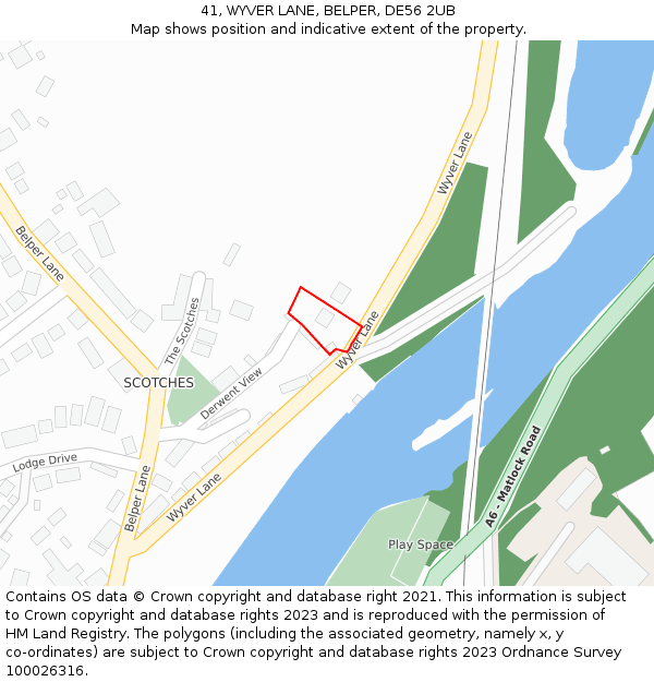 41, WYVER LANE, BELPER, DE56 2UB: Location map and indicative extent of plot