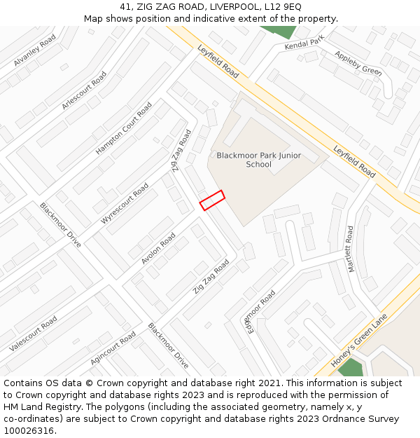 41, ZIG ZAG ROAD, LIVERPOOL, L12 9EQ: Location map and indicative extent of plot