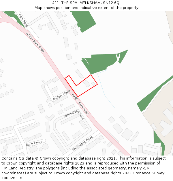 411, THE SPA, MELKSHAM, SN12 6QL: Location map and indicative extent of plot