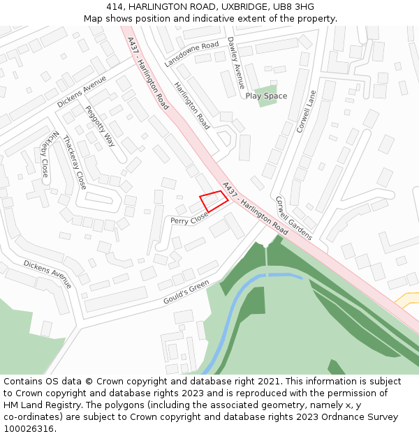 414, HARLINGTON ROAD, UXBRIDGE, UB8 3HG: Location map and indicative extent of plot