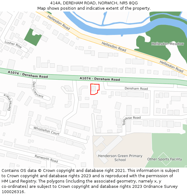 414A, DEREHAM ROAD, NORWICH, NR5 8QG: Location map and indicative extent of plot