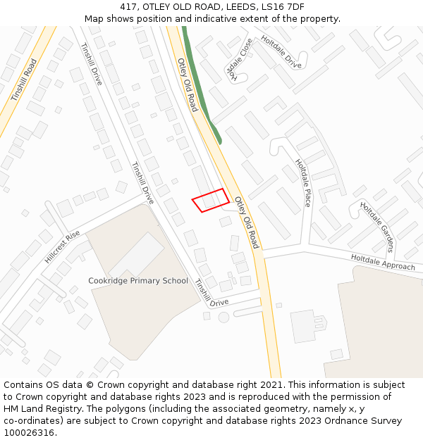 417, OTLEY OLD ROAD, LEEDS, LS16 7DF: Location map and indicative extent of plot