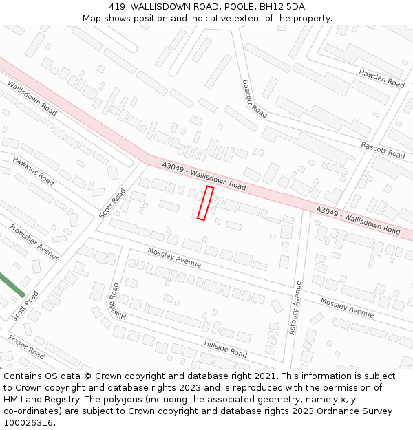 419, WALLISDOWN ROAD, POOLE, BH12 5DA: Location map and indicative extent of plot