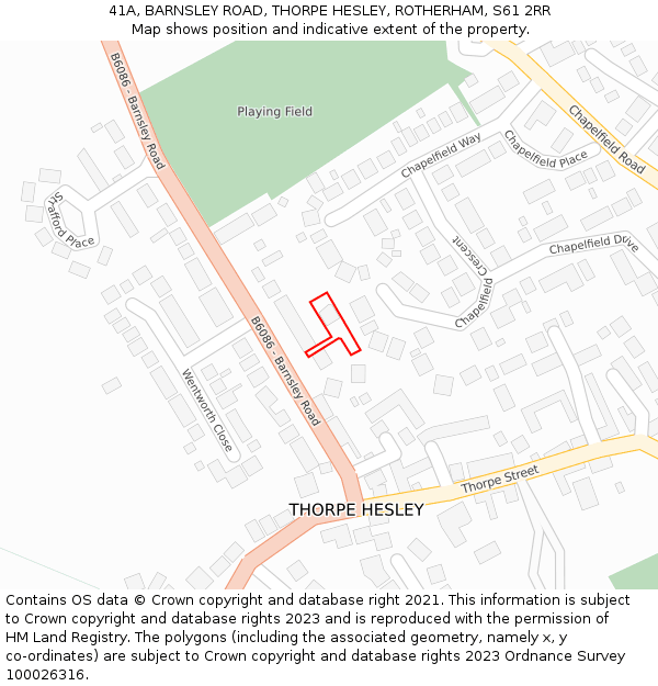 41A, BARNSLEY ROAD, THORPE HESLEY, ROTHERHAM, S61 2RR: Location map and indicative extent of plot