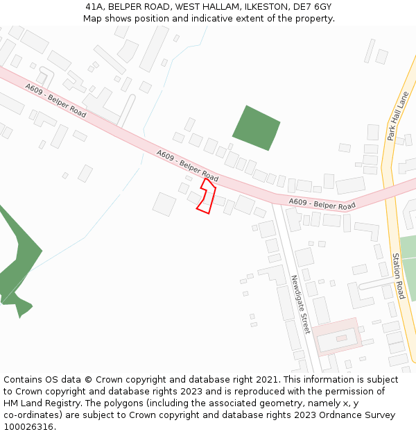 41A, BELPER ROAD, WEST HALLAM, ILKESTON, DE7 6GY: Location map and indicative extent of plot