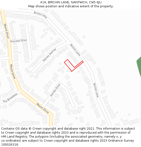 41A, BIRCHIN LANE, NANTWICH, CW5 6JU: Location map and indicative extent of plot