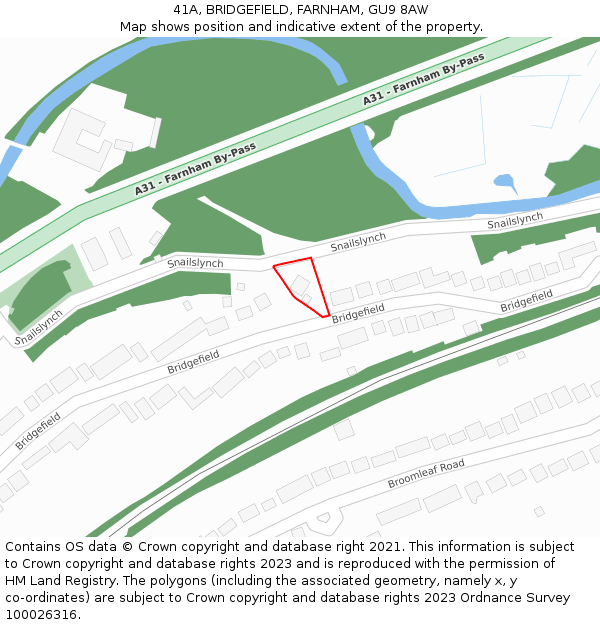 41A, BRIDGEFIELD, FARNHAM, GU9 8AW: Location map and indicative extent of plot