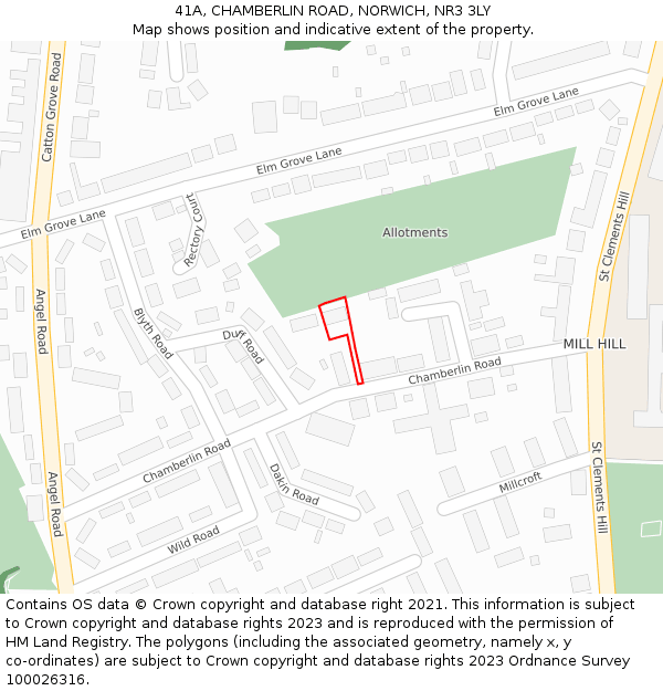 41A, CHAMBERLIN ROAD, NORWICH, NR3 3LY: Location map and indicative extent of plot