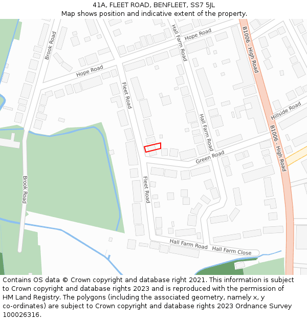 41A, FLEET ROAD, BENFLEET, SS7 5JL: Location map and indicative extent of plot