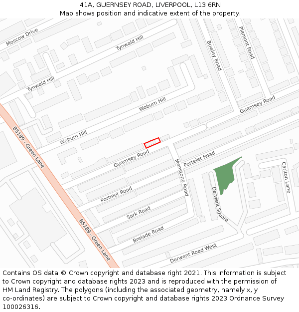 41A, GUERNSEY ROAD, LIVERPOOL, L13 6RN: Location map and indicative extent of plot