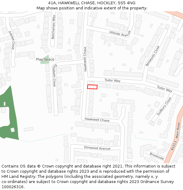 41A, HAWKWELL CHASE, HOCKLEY, SS5 4NG: Location map and indicative extent of plot