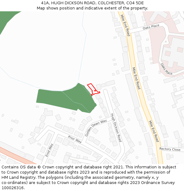 41A, HUGH DICKSON ROAD, COLCHESTER, CO4 5DE: Location map and indicative extent of plot