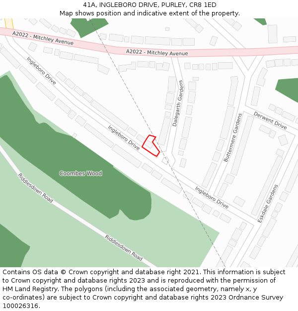 41A, INGLEBORO DRIVE, PURLEY, CR8 1ED: Location map and indicative extent of plot