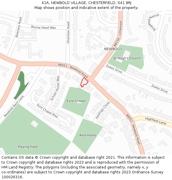 41A, NEWBOLD VILLAGE, CHESTERFIELD, S41 8RJ: Location map and indicative extent of plot