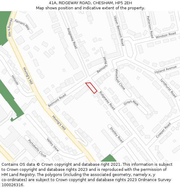 41A, RIDGEWAY ROAD, CHESHAM, HP5 2EH: Location map and indicative extent of plot