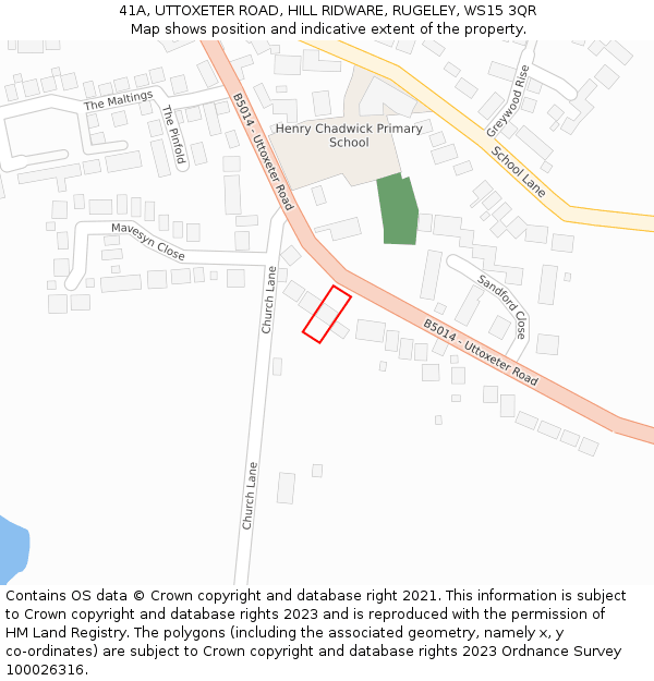 41A, UTTOXETER ROAD, HILL RIDWARE, RUGELEY, WS15 3QR: Location map and indicative extent of plot