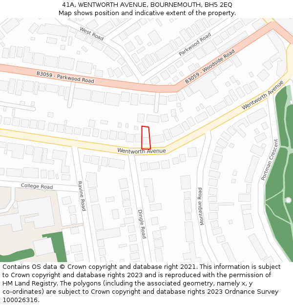 41A, WENTWORTH AVENUE, BOURNEMOUTH, BH5 2EQ: Location map and indicative extent of plot