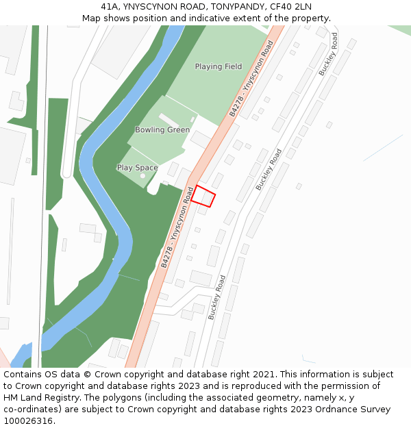 41A, YNYSCYNON ROAD, TONYPANDY, CF40 2LN: Location map and indicative extent of plot