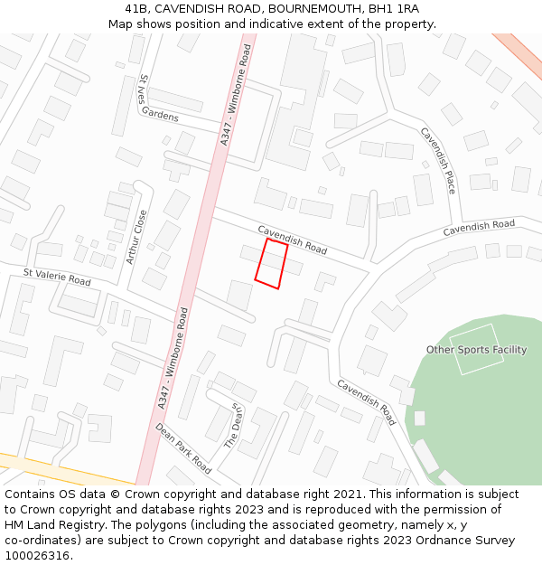 41B, CAVENDISH ROAD, BOURNEMOUTH, BH1 1RA: Location map and indicative extent of plot