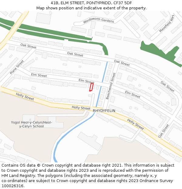 41B, ELM STREET, PONTYPRIDD, CF37 5DF: Location map and indicative extent of plot