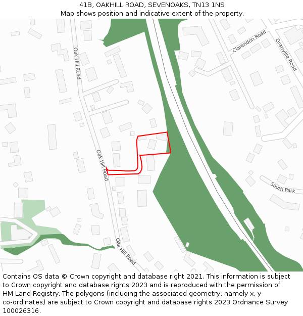 41B, OAKHILL ROAD, SEVENOAKS, TN13 1NS: Location map and indicative extent of plot