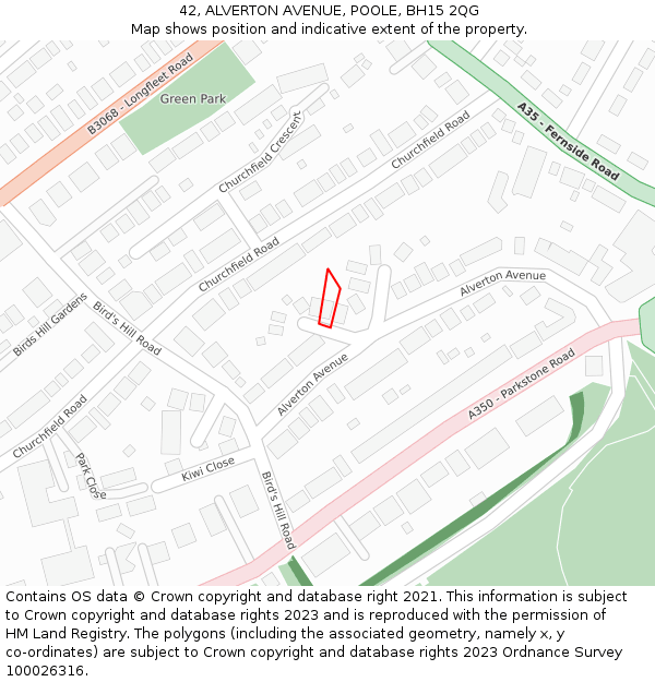 42, ALVERTON AVENUE, POOLE, BH15 2QG: Location map and indicative extent of plot