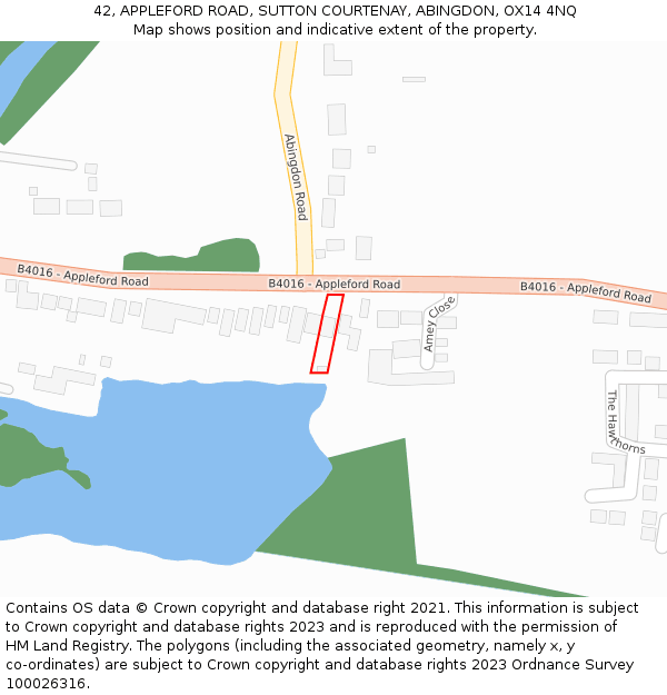 42, APPLEFORD ROAD, SUTTON COURTENAY, ABINGDON, OX14 4NQ: Location map and indicative extent of plot