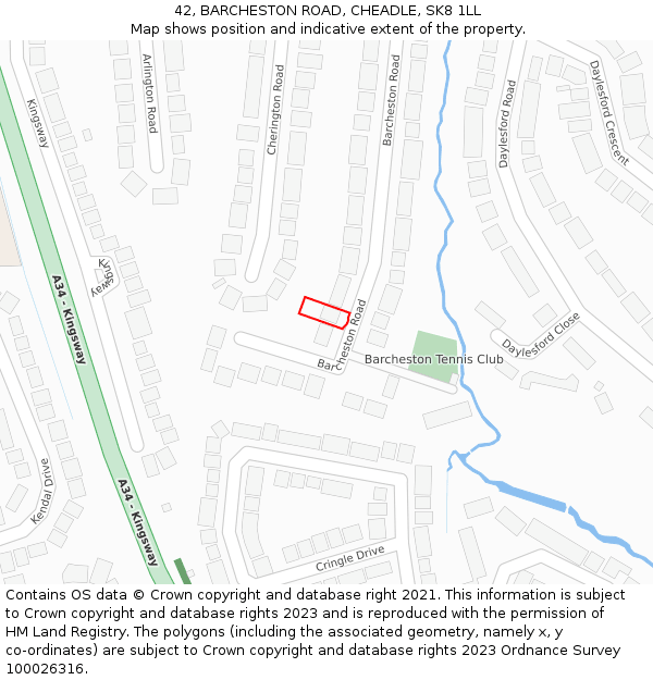 42, BARCHESTON ROAD, CHEADLE, SK8 1LL: Location map and indicative extent of plot