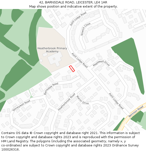 42, BARNSDALE ROAD, LEICESTER, LE4 1AR: Location map and indicative extent of plot