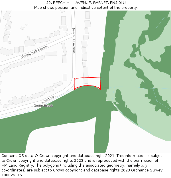 42, BEECH HILL AVENUE, BARNET, EN4 0LU: Location map and indicative extent of plot