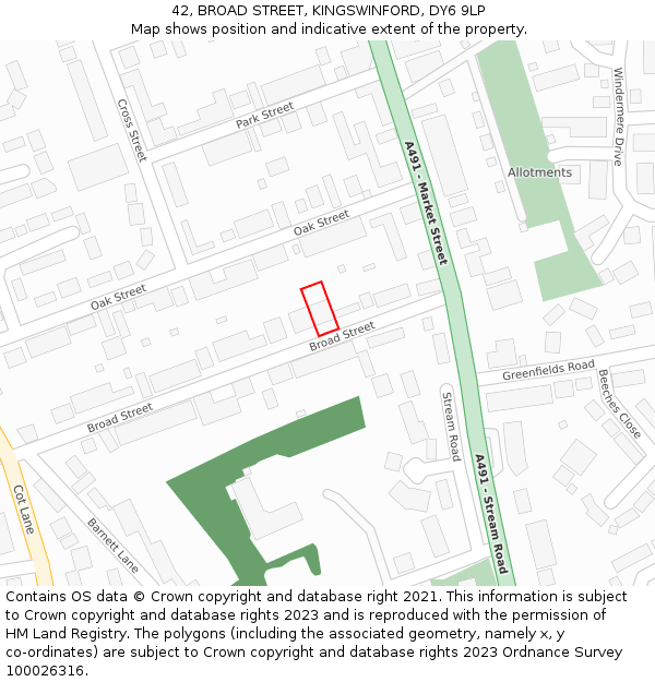 42, BROAD STREET, KINGSWINFORD, DY6 9LP: Location map and indicative extent of plot
