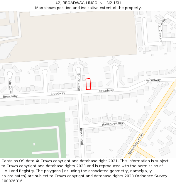 42, BROADWAY, LINCOLN, LN2 1SH: Location map and indicative extent of plot