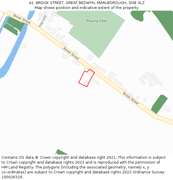 42, BROOK STREET, GREAT BEDWYN, MARLBOROUGH, SN8 3LZ: Location map and indicative extent of plot