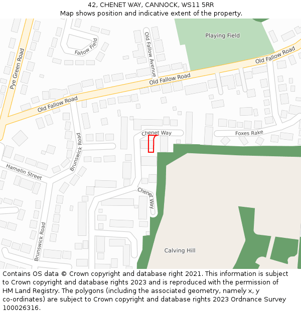 42, CHENET WAY, CANNOCK, WS11 5RR: Location map and indicative extent of plot