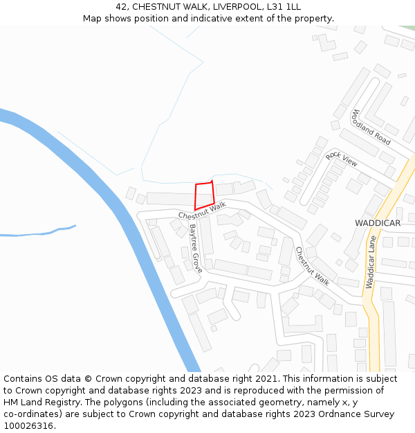 42, CHESTNUT WALK, LIVERPOOL, L31 1LL: Location map and indicative extent of plot