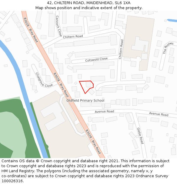 42, CHILTERN ROAD, MAIDENHEAD, SL6 1XA: Location map and indicative extent of plot