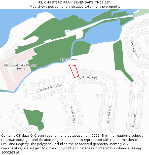 42, CHIPSTEAD PARK, SEVENOAKS, TN13 2SN: Location map and indicative extent of plot