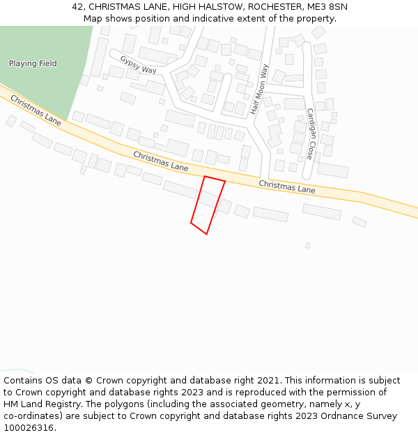 42, CHRISTMAS LANE, HIGH HALSTOW, ROCHESTER, ME3 8SN: Location map and indicative extent of plot