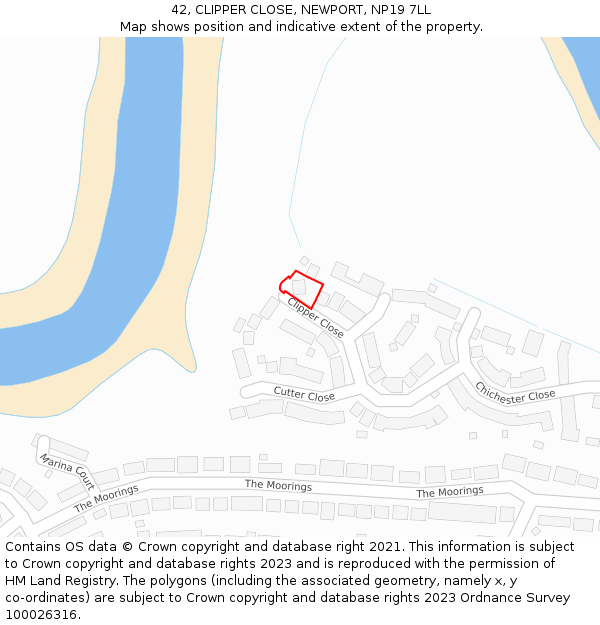 42, CLIPPER CLOSE, NEWPORT, NP19 7LL: Location map and indicative extent of plot
