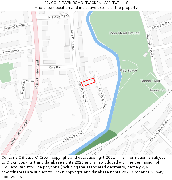 42, COLE PARK ROAD, TWICKENHAM, TW1 1HS: Location map and indicative extent of plot