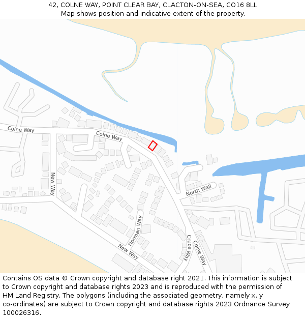 42, COLNE WAY, POINT CLEAR BAY, CLACTON-ON-SEA, CO16 8LL: Location map and indicative extent of plot